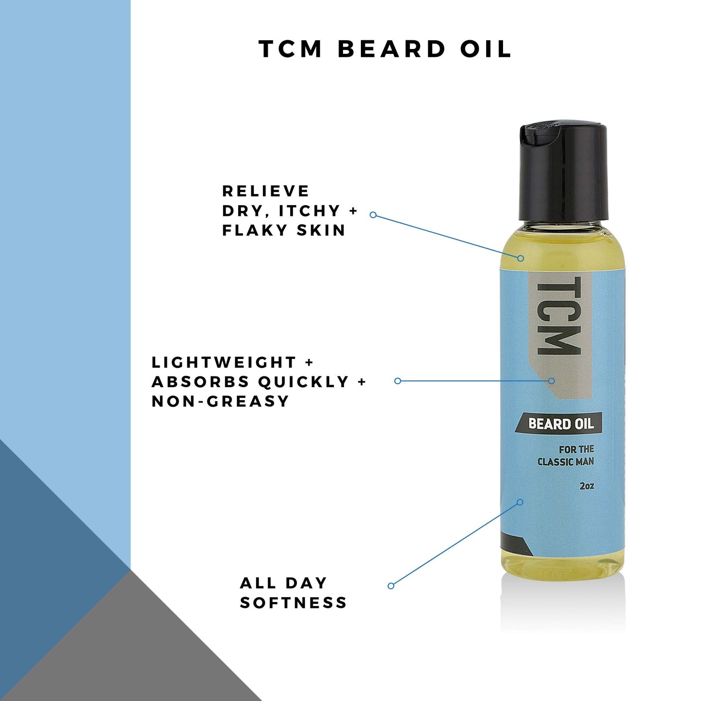 TCM Lightweight Beard Oil with Shea Butter – Moisturize, Softens Hair, Hydrates Skin, Fights Itch, Sensitive Skin Formula – 2 oz