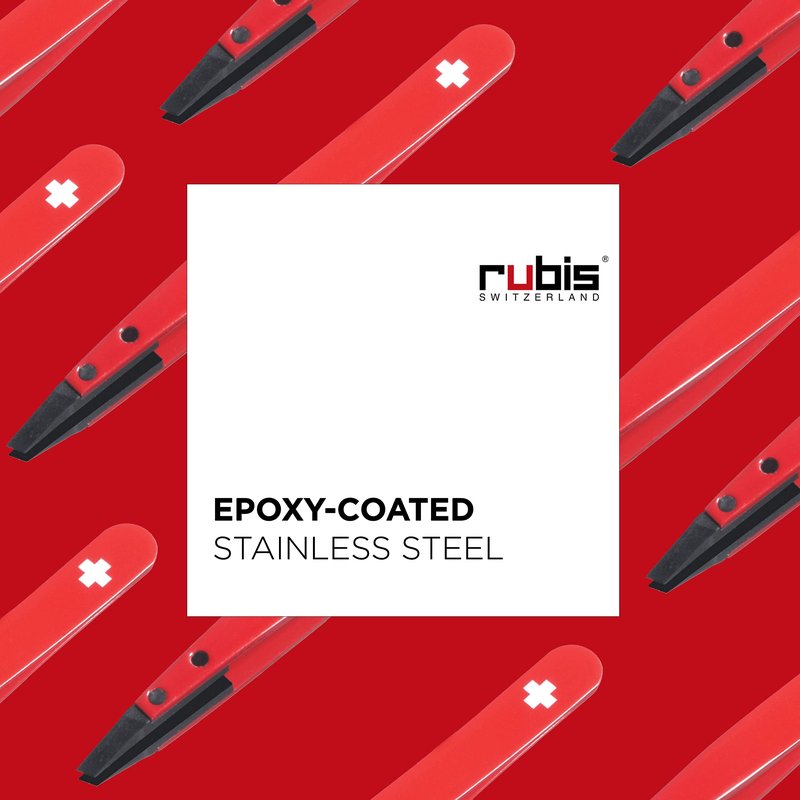 Rubis Classic Techno Swiss Cross Tweezers, Epoxy Coated Stainless Steel for Precise Eyebrows and Hair Removal 1KS101,Rubis Switzerland Swiss Made World Renowned Precision