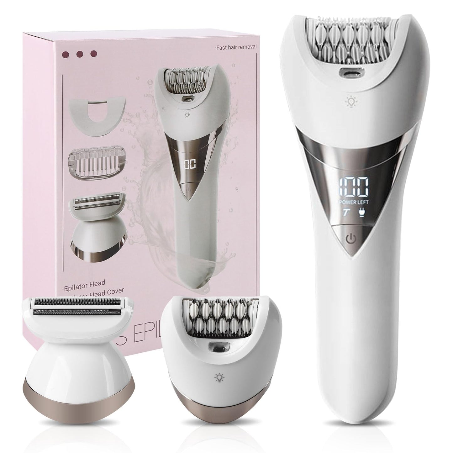 Epilator for Women,Cordless Epilators Hair Removal,Women Shaver for Leg,Armpit,Arm Trimmer,Shave& Epilate,Wide Head for Fast Epilation,Wet & Dry,2 Speeds