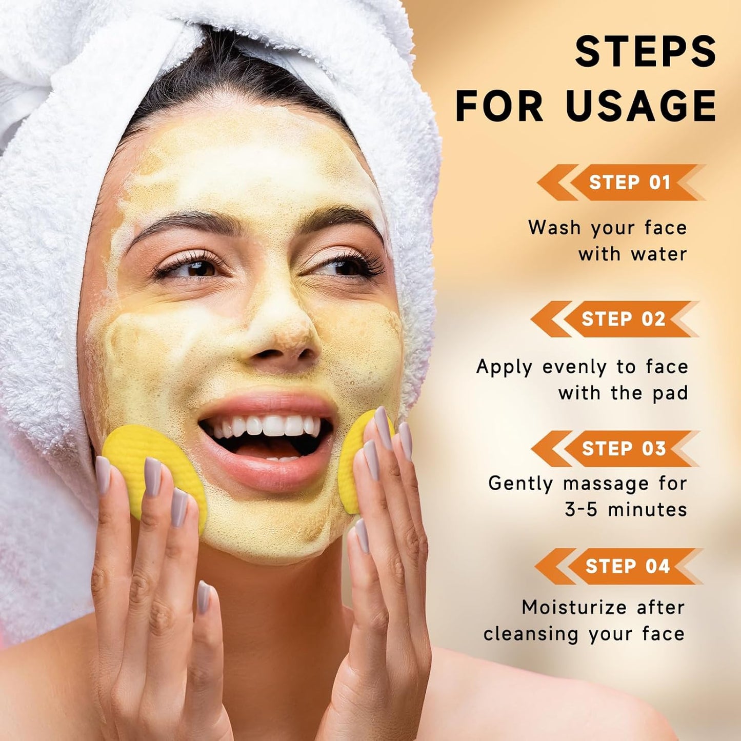 Turmeric Kojic Acid Cleansing Pads - Exfoliating Face Scrub Pads | 60 Count