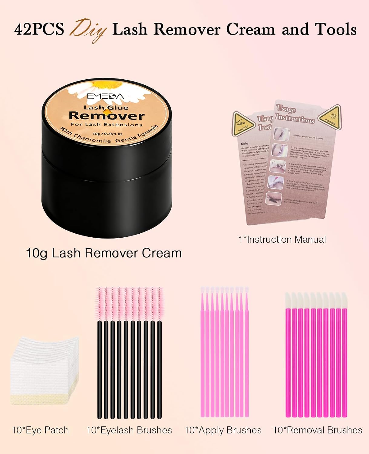 Eyelash Extension Remover - Chamomile Gentle Formula 10g | Professional Individual Lash Removal Kit