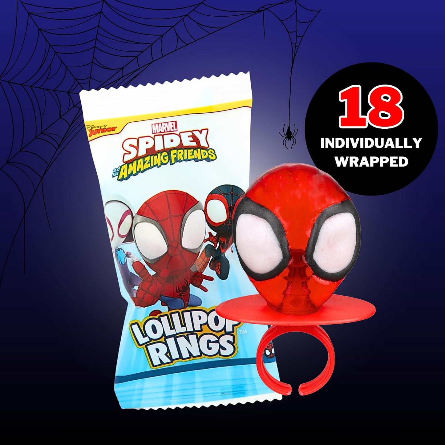 Spidey and His Amazing Friends Lollipop Rings - Individually Wrapped Birthday Party Favors | Box of 18