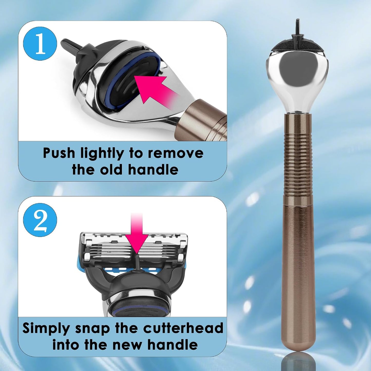 Men's Metal Razor Handle Replacement - Compatible with Gillette Fusion 5 & Proglide | Grey