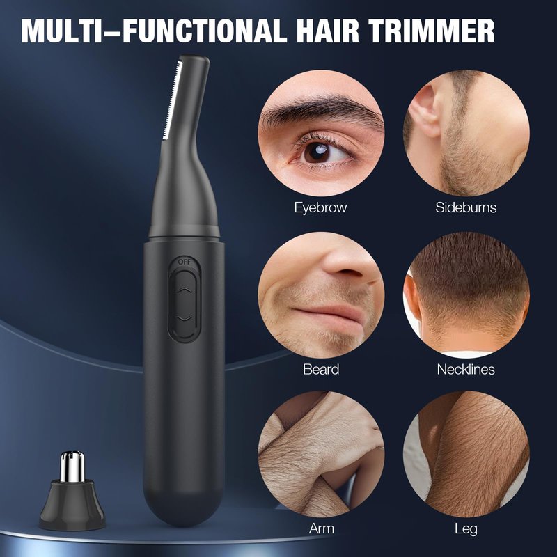 IFANZETECH Nose Hair Trimmer for Men Rechargeable: 2024 Painless Rechargeable Nose Hair Trimmer IPX7 Waterproof, Dual Edge Blades Eyebrow & Facial Trimmer for Men for Easy Cleansing, Black