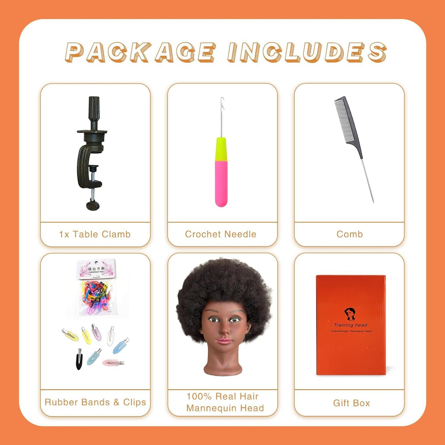 Sakalaka 10″ Afro Kinky Hair Mannequin Head with Stand for Braiding Hair Training 100% Human Hair Mannequin Head Cosmetology Doll Head for Styling Cutting & Twist Sets