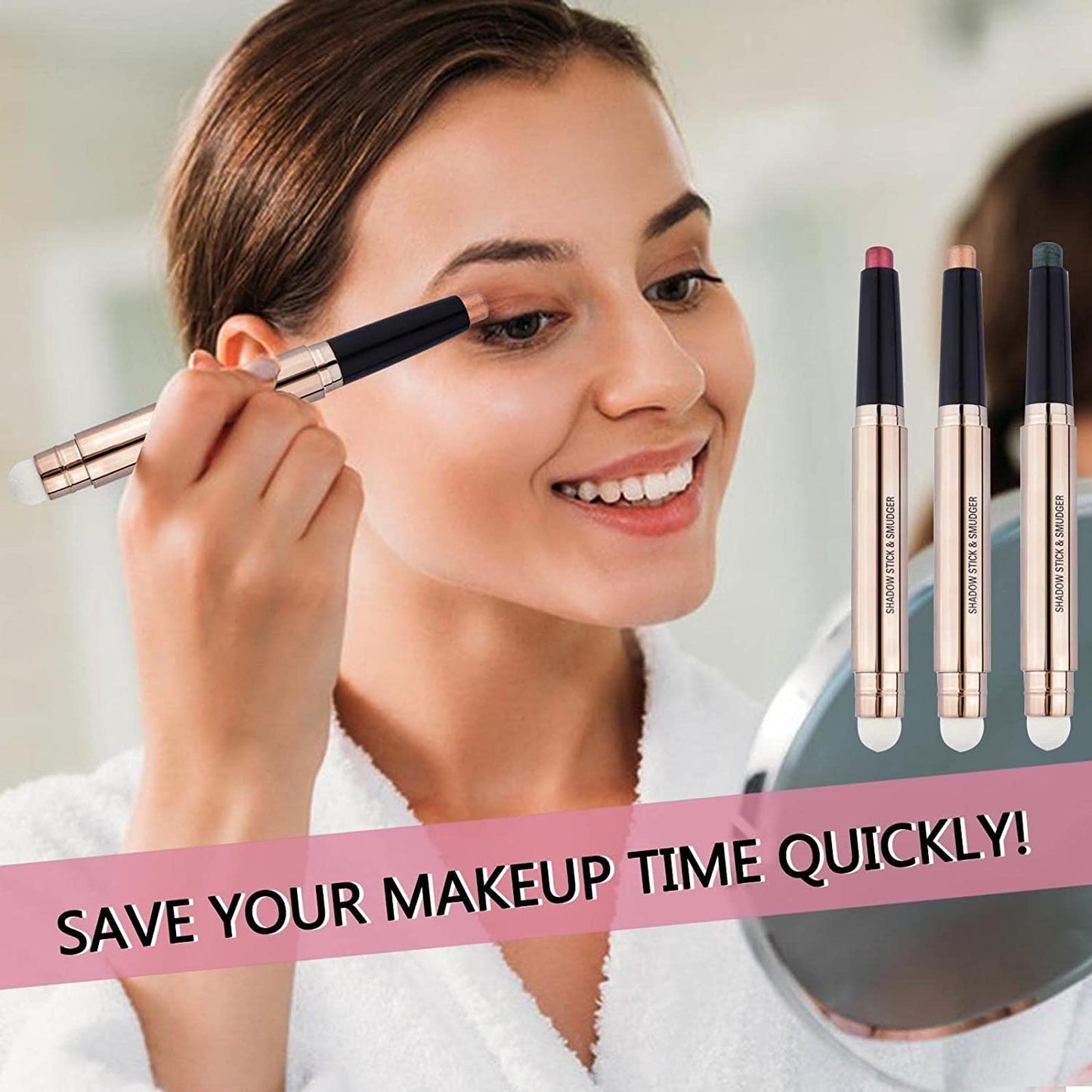 Light Gold Eyeshadow Stick - Waterproof Hypoallergenic Crayon Makeup | Long-Lasting Shimmer with Soft Brush