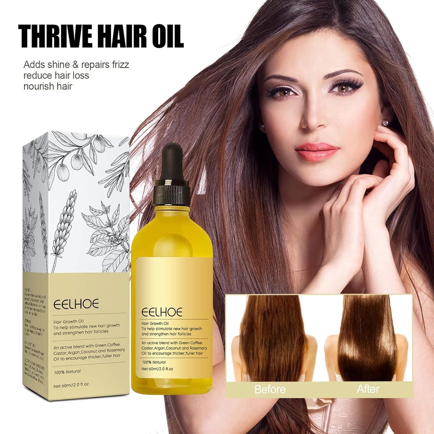 Carvenchi Natural Hair Growth Oil with Rosemary Scent, for Dry Damaged and Thin Hair, Colorless 2PC, 4 Fl Oz, Unisex