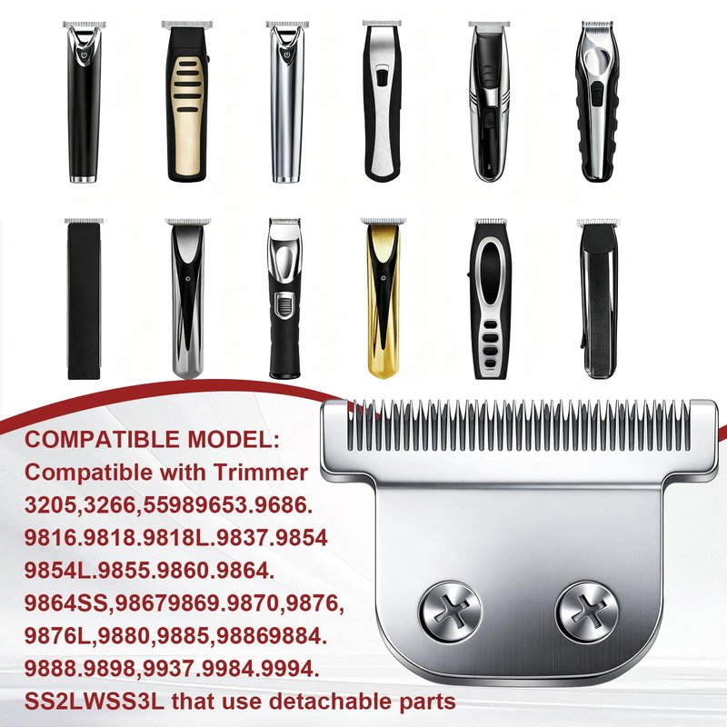 02144 Detachable T Blade Compatible with Wahl Replacement Blade for Trimmers 9864/9864SS/9686/9818A/9854L/9876L/9854 /WSS3L/SS2L (Silver(2PCS))