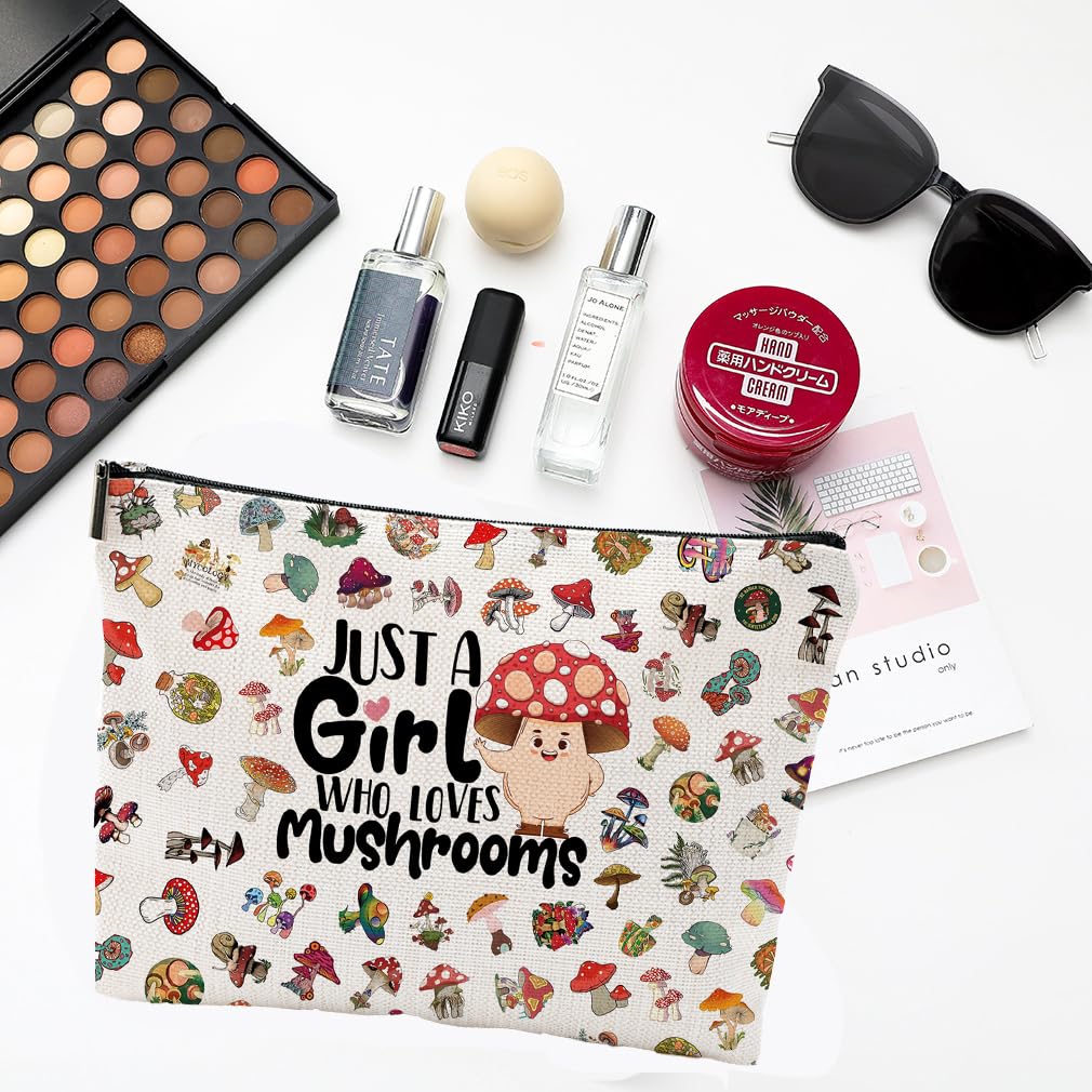 NONETH Mushroom Gifts, Mushroom Makeup Bag, Gifts for Women Teen Sister Friend Birthday Gifts