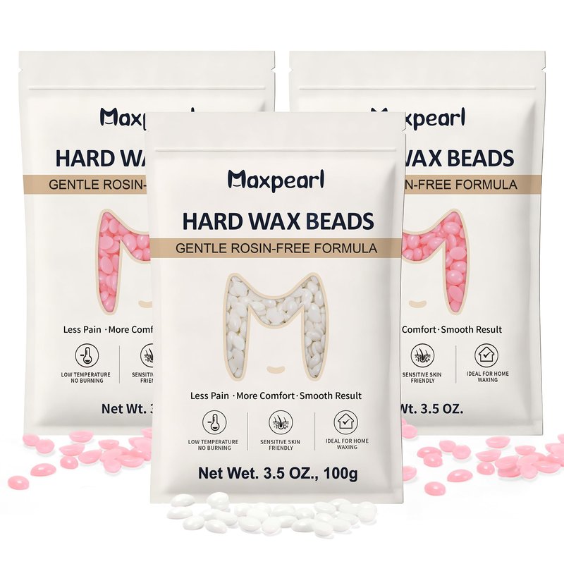 Maxpearl Rosin-Free Hard Wax Beads, 300g / 10.5oz - for Sensitive Skin - Hair Removal Wax Beans for Branzilan Waxing, Bikini, Face, Underarms, Legs and more, Pink & White