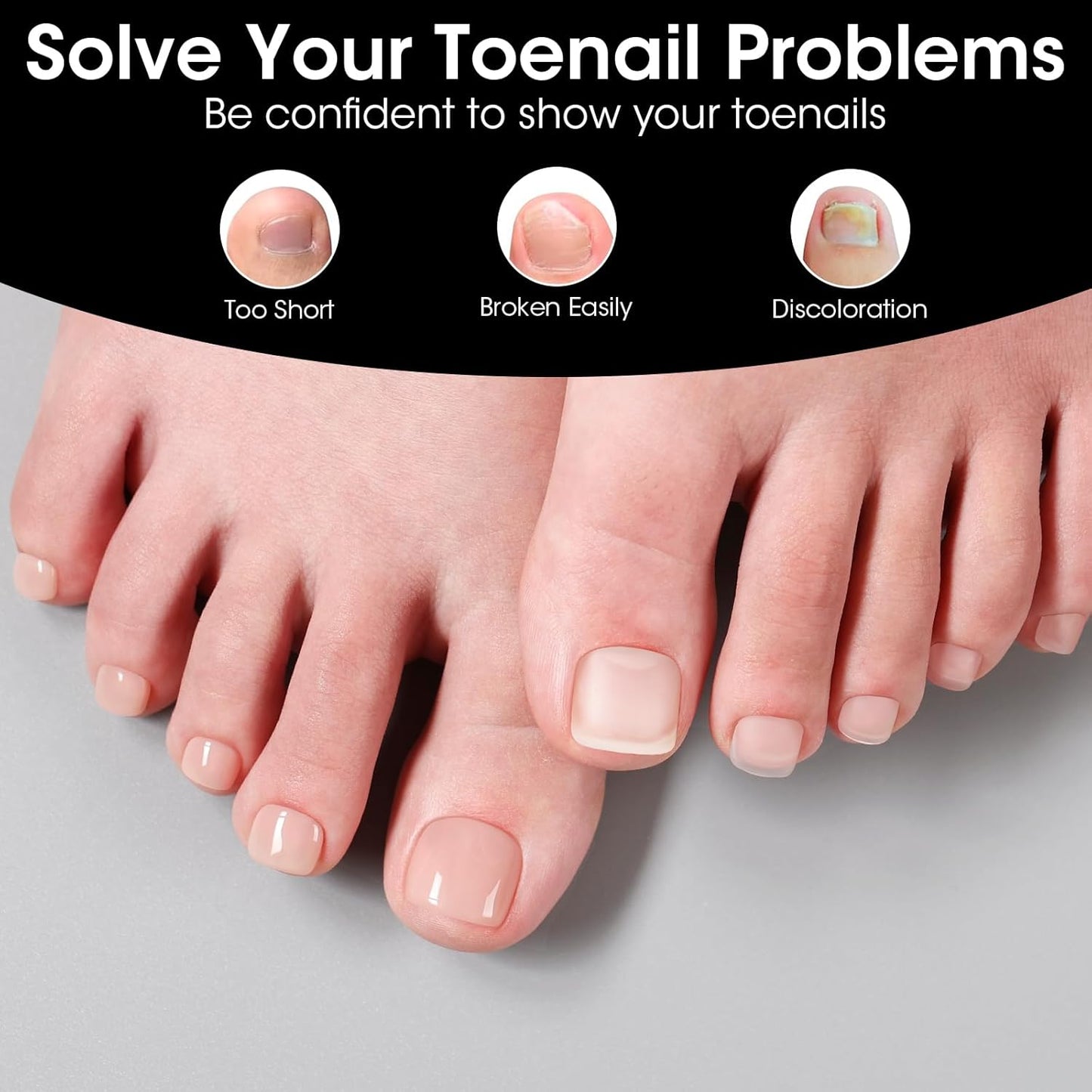 Press On Toenails - 300PCS Short Square Matte Gel Nail Tips | 12 Sizes Clear Extensions for DIY Pedicure
