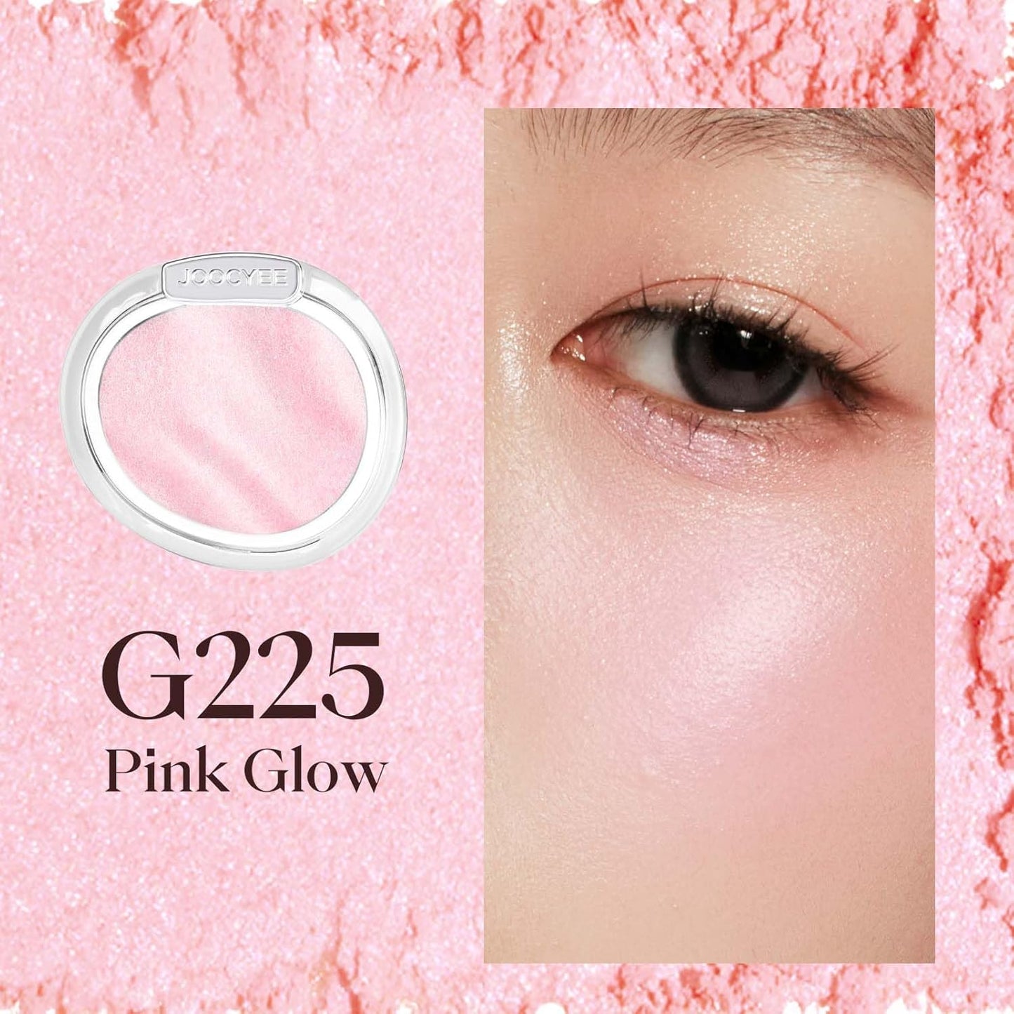 JOOCYEE AURA Glazed Blush & Highlighter - Baked Luminous Powder for All-Day Radiance | Pink Glow