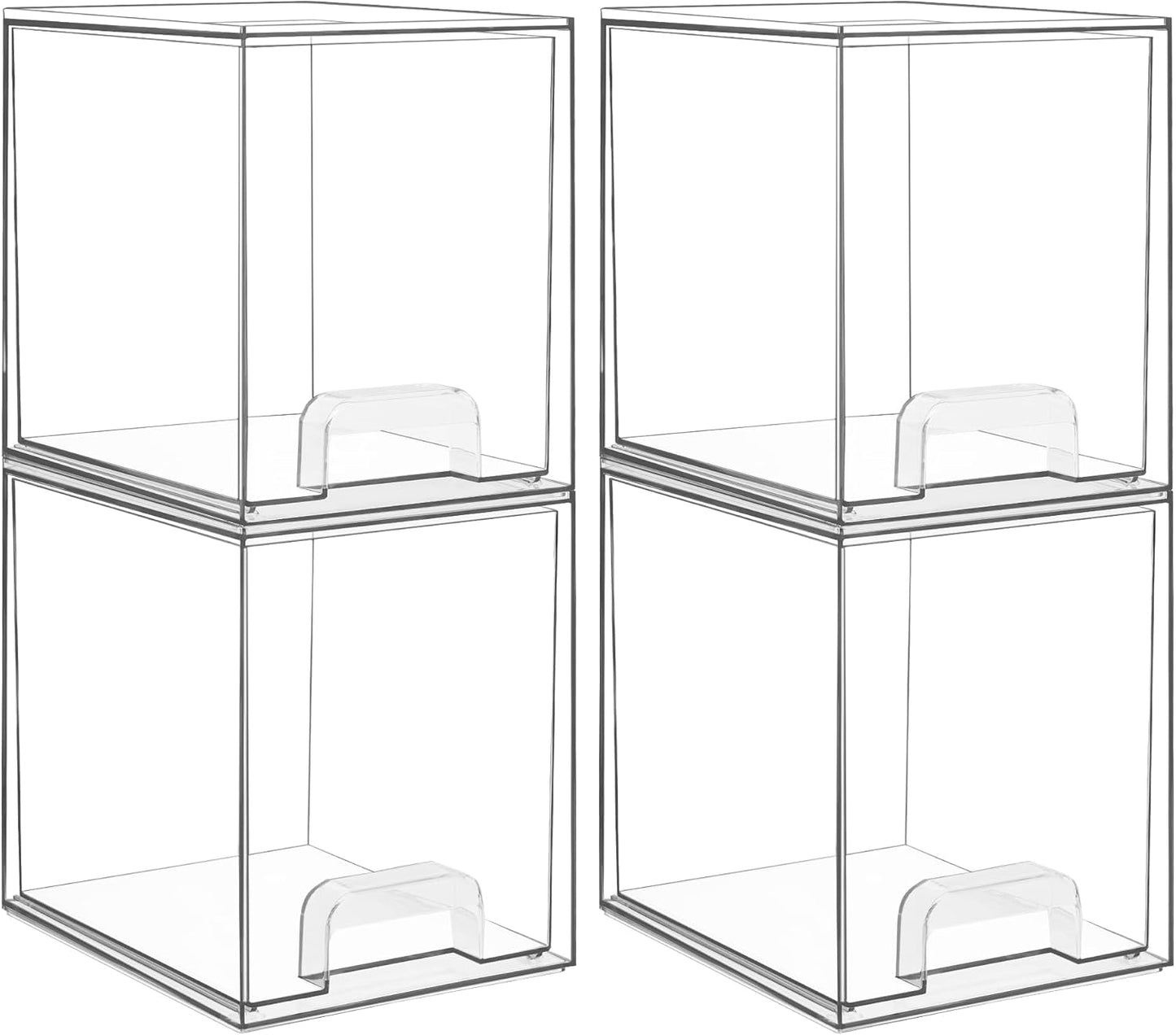 Clear Stackable Storage Drawers - 12.1''W Acrylic Organizers for Makeup, Cosmetics & Beauty Supplies | 2 Pack