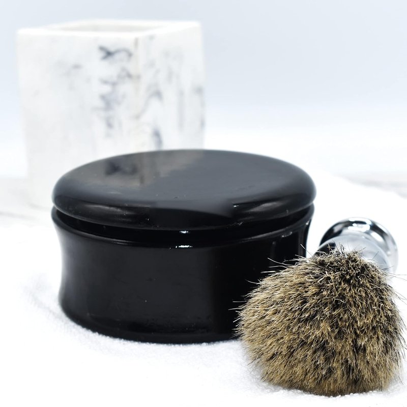 Parker Genuine Mango Wood Hand Carved Shave Soap Bowl - Black Lacquer