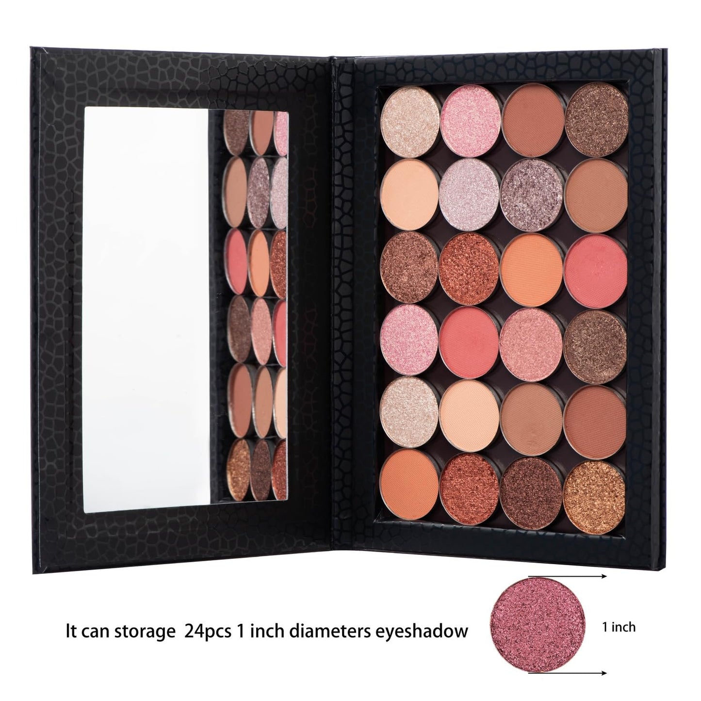 Magnetic Makeup Palette - Empty Palette with Mirror for Eyeshadow, Lipstick & Blush | Black