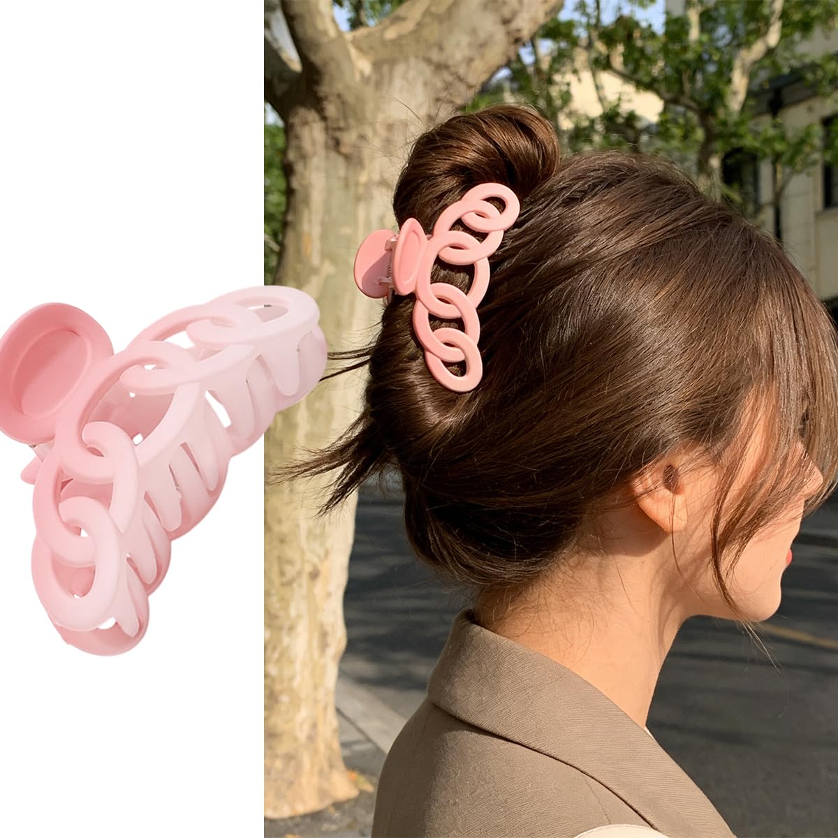 Pink Hair Clips 4 Pack Cute Hair Claw Clips for Thin Thick Hair Floral Shamrock Hair Clip St. Patrick's Day Hair Accessories Matte Non Slip Hair Claw Pink Accessories for Sweet Women Shark Clip