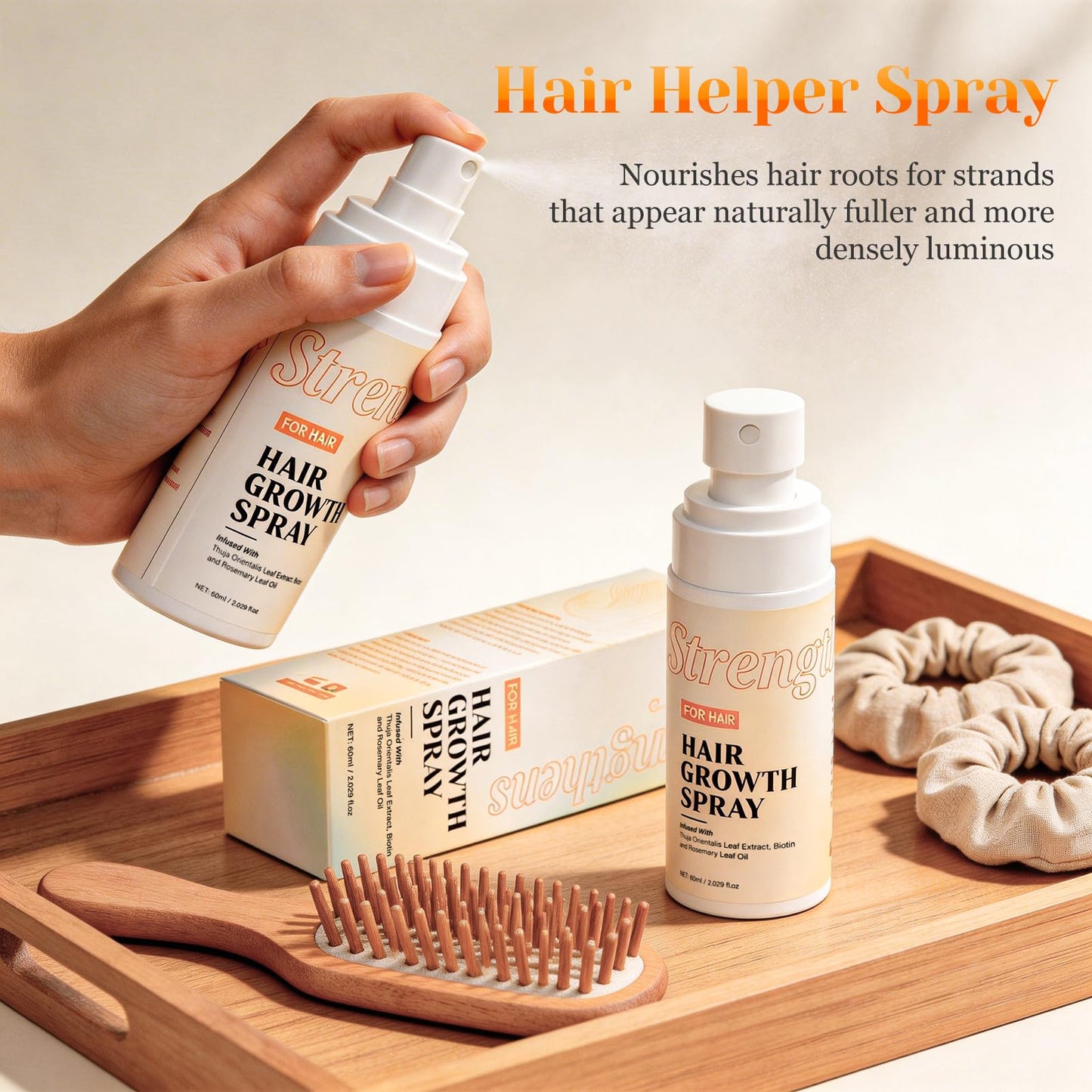 Hair Growth Spray for Women & Men, Hair Growth Serum with Rosemary Oil and Biotin, Helps Prevent Hairs Thinning & Strengthen Strands, Hairs Helper Spray for Healthier Scalp, 2.03 Fl Oz