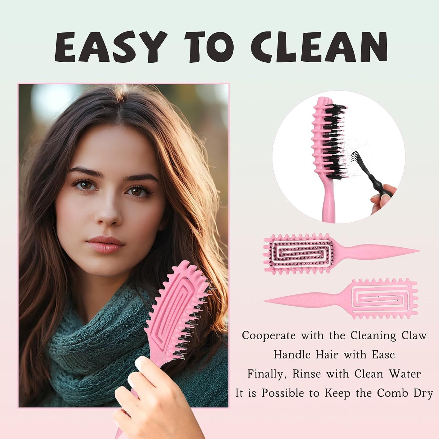 Curly Hair Detangler Brush - Flexi Vented Design for Women, Men & Kids | Ideal for Wet or Dry Use (Blush Pink)