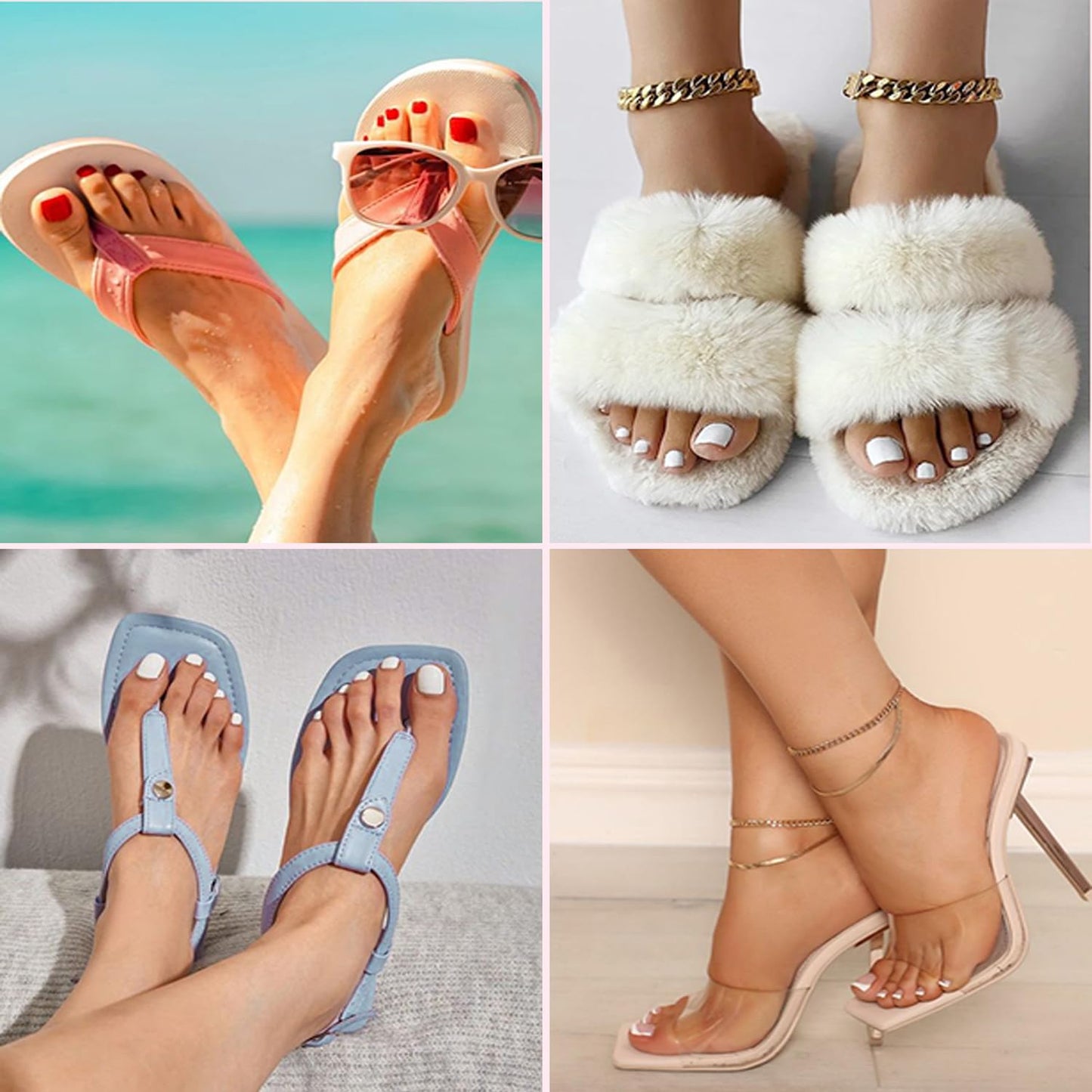 Dsixnails Tortoiseshell Toe Nail Tips, Soft Short Press on Toenails