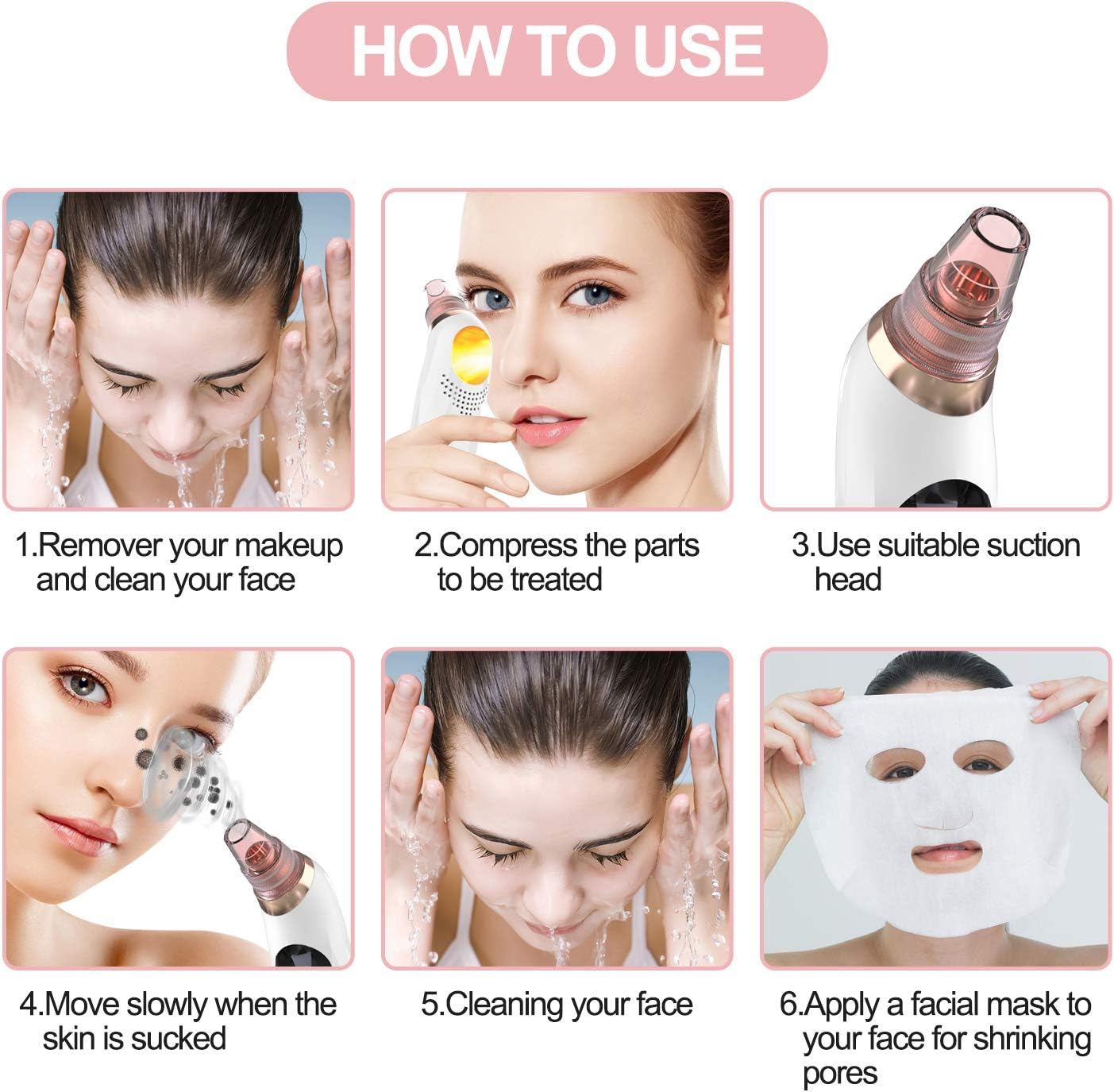 Blackhead Remover Pore Vacuum - Upgraded Electric Face Cleaner with 5 Suction Heads & LCD Screen | Acne & Whitehead Removal Tool
