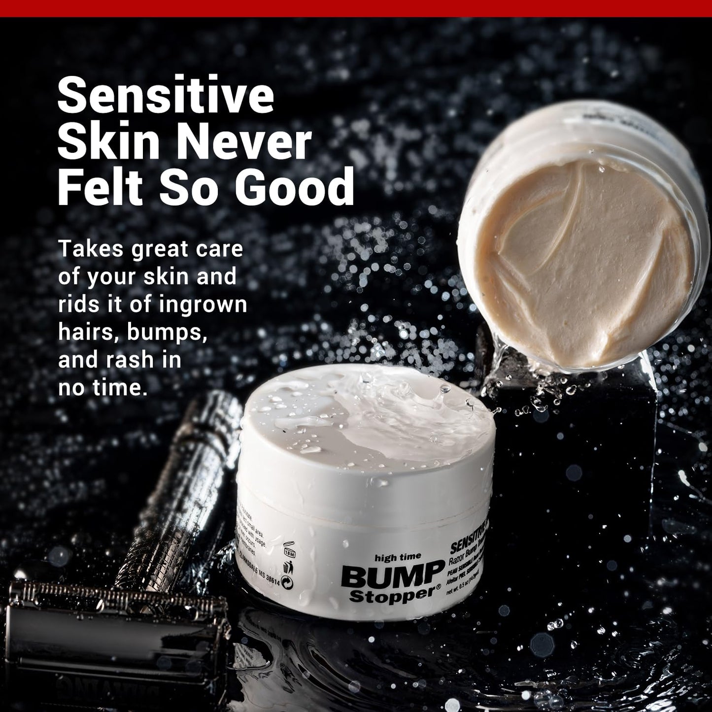 High Time Bump Stopper Sensitive Ingrown Hair Cream | Aftershave Lotion for Men and Women | Razor Bump Balm | 0.5 OZ (5 Pack)