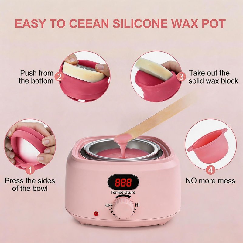 Waxing Kit, 500ml Digital Wax Warmer with 10-Minute Quick-Heat, Precision Temperature Control, Hair Removal Kit Includes 30 Waxing Sticks & 1 Silicone Bowl, for Home & Salon Use, Whole Body