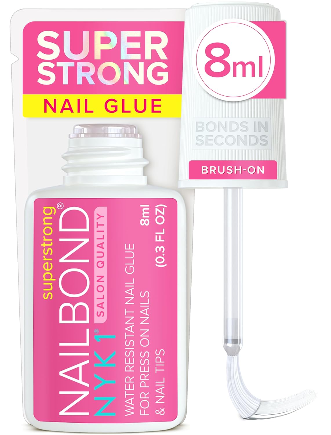 NailBond Super Strong Nail Glue - Long Lasting Brush-On Adhesive for Press-On & Acrylic Nails | 8ml