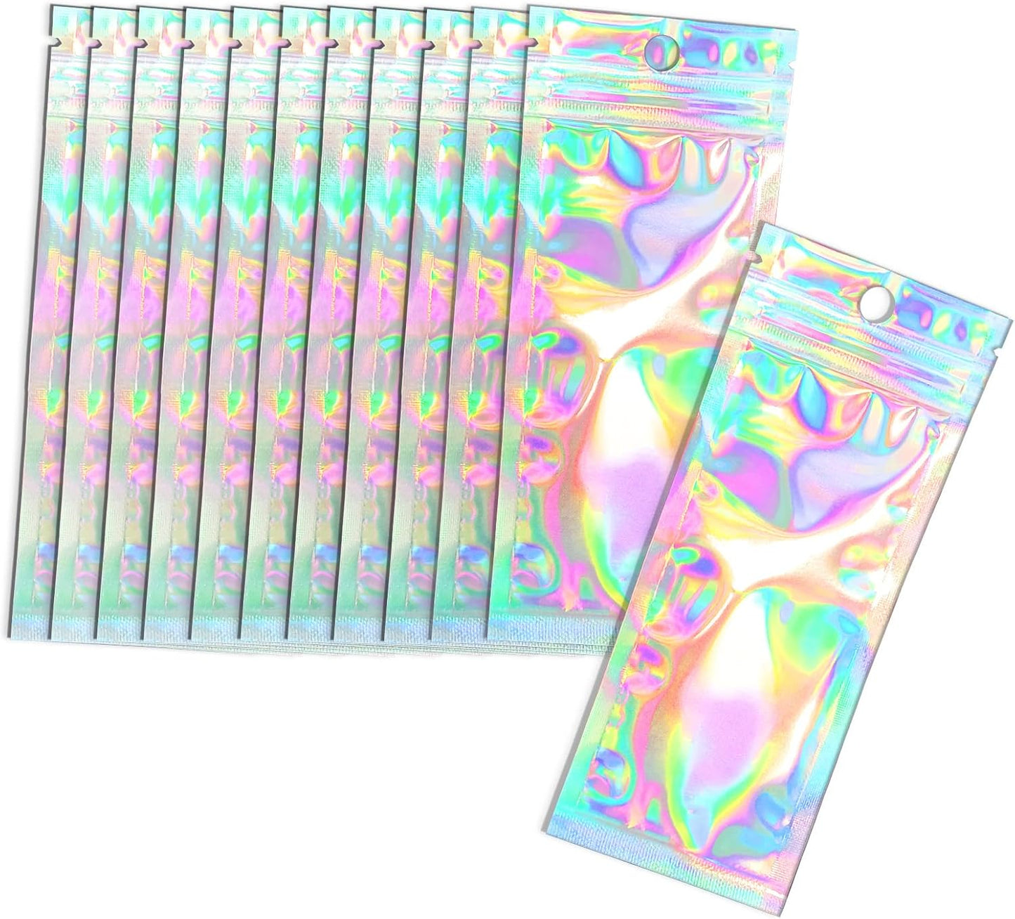 Trunple Smell Proof Bags - Resealable Mylar Foil Pouches for Food Storage | Holographic Color, 50 Pcs, 5.5x8 Inch