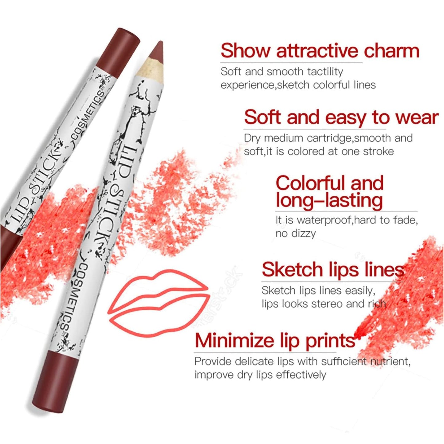 12 Colors Lip Liner Set - Matte Finish, Long-Lasting High Pigment Lip Pencils for Daily Makeup