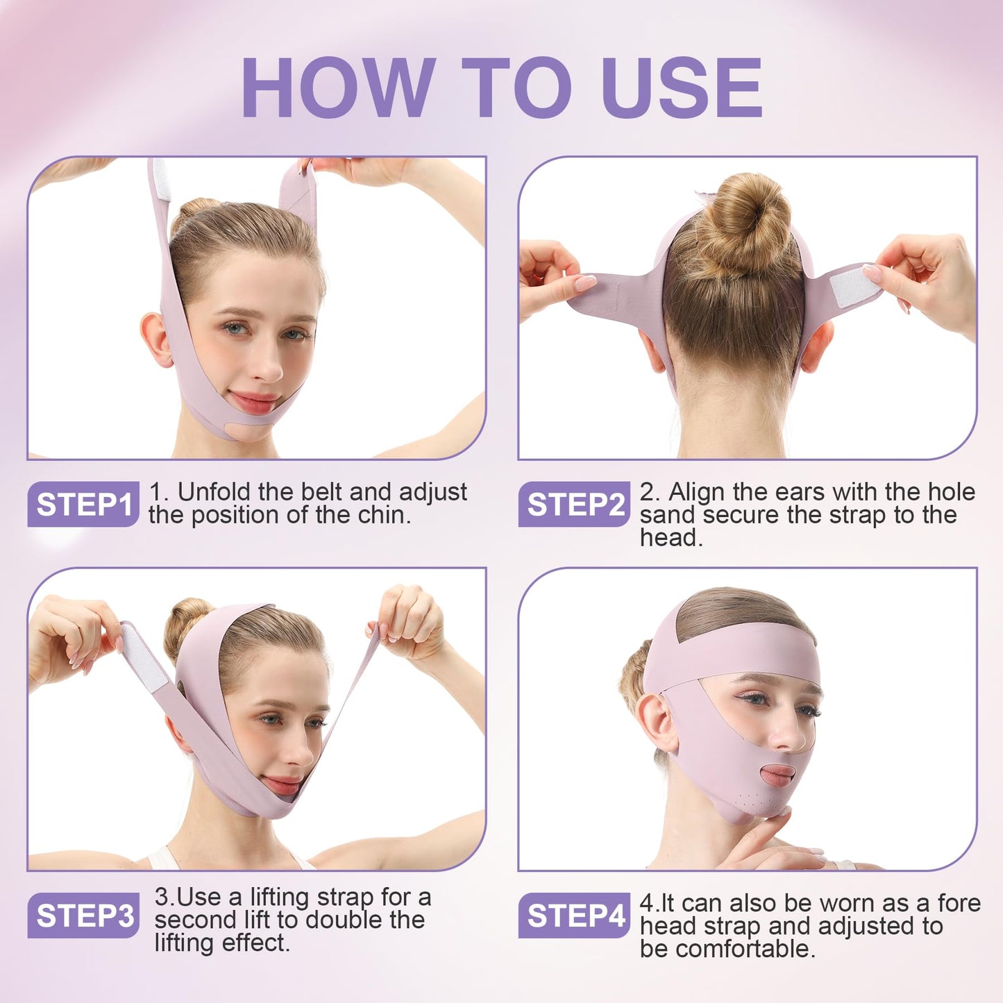 Face Lift Belt Forehead Lift Band, Breathable Comfort Pressure Forehead Bandage Chin Up Face Lifting Vshaped Strap