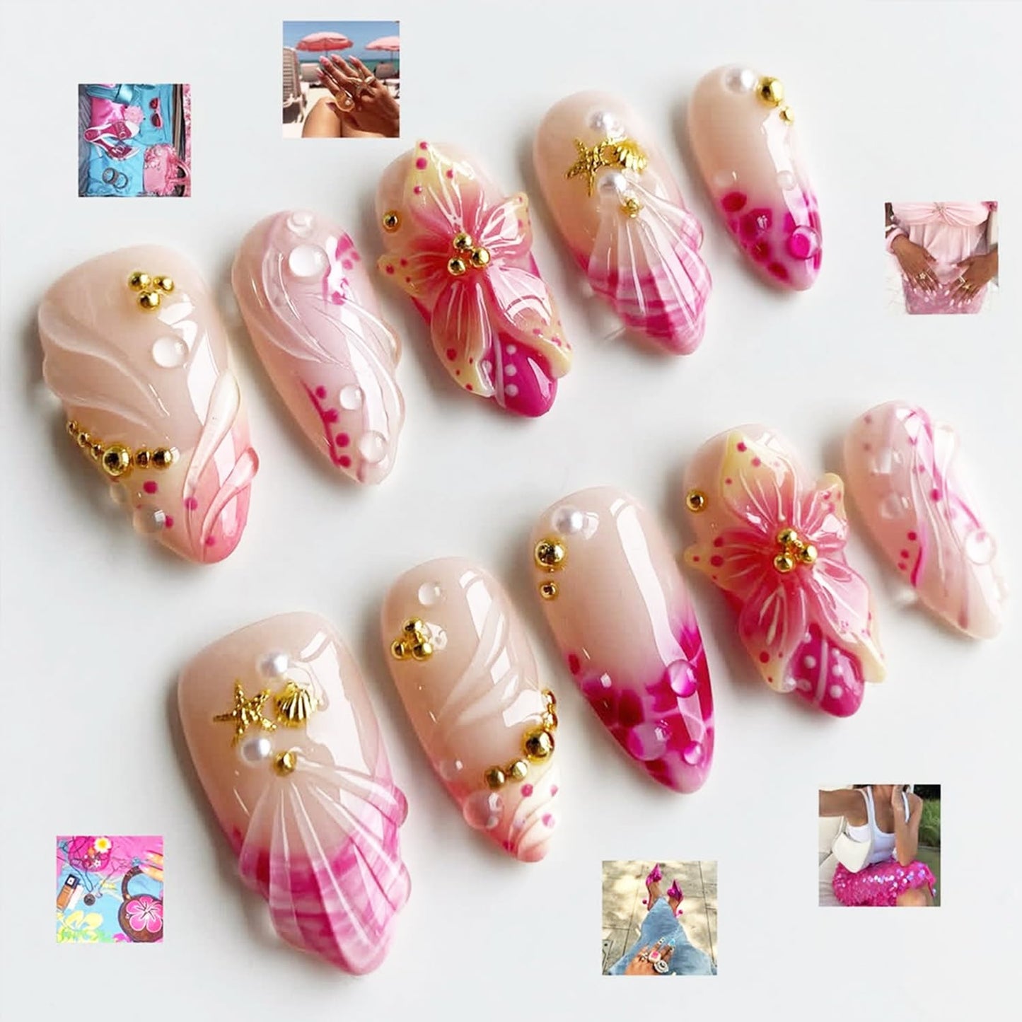 Independence Day Press-On Nails - 30Pcs Medium Almond Shape with 3D Red & Blue Bow Designs | Patriotic French Tip Full Cover