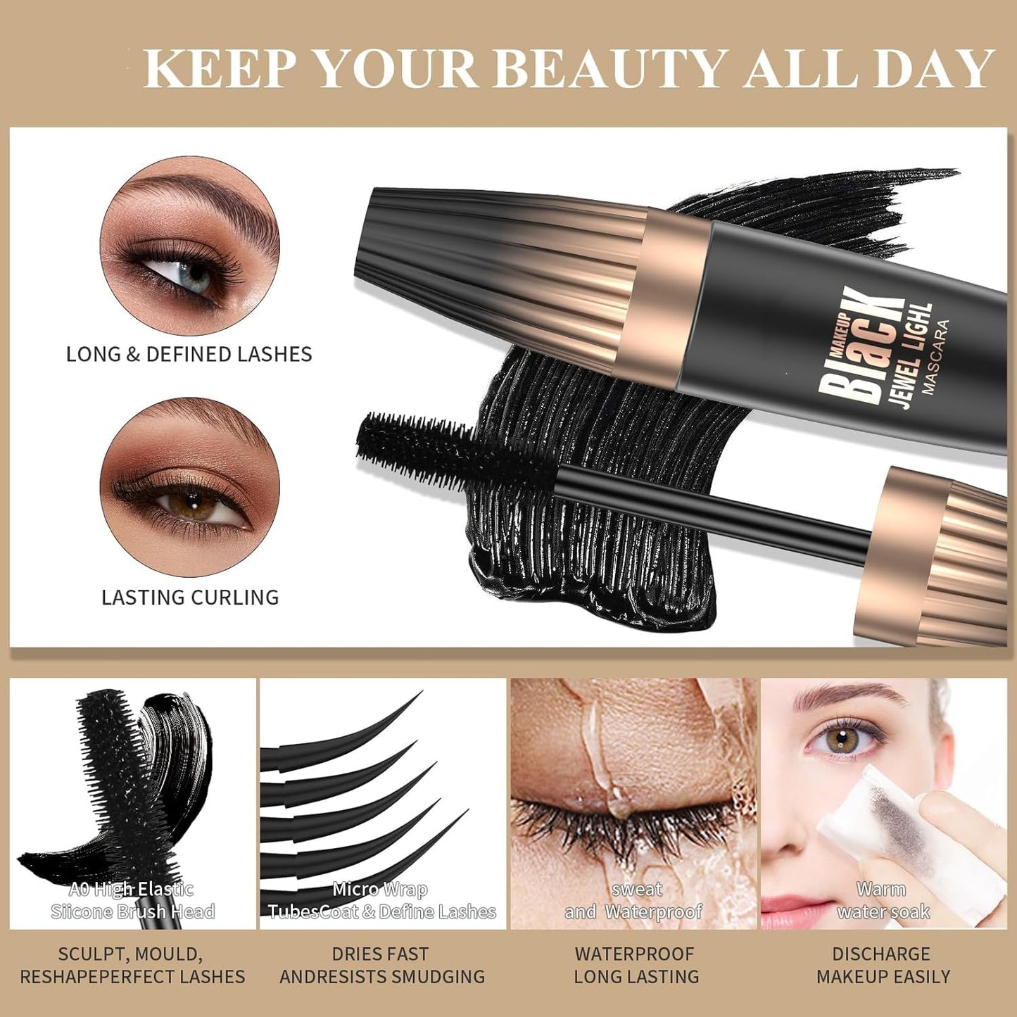 2PCS MY lash Mascara 4D Silk Fiber Mascara Waterproof mascara black volume and length for Long, Full lashes that Last All Day