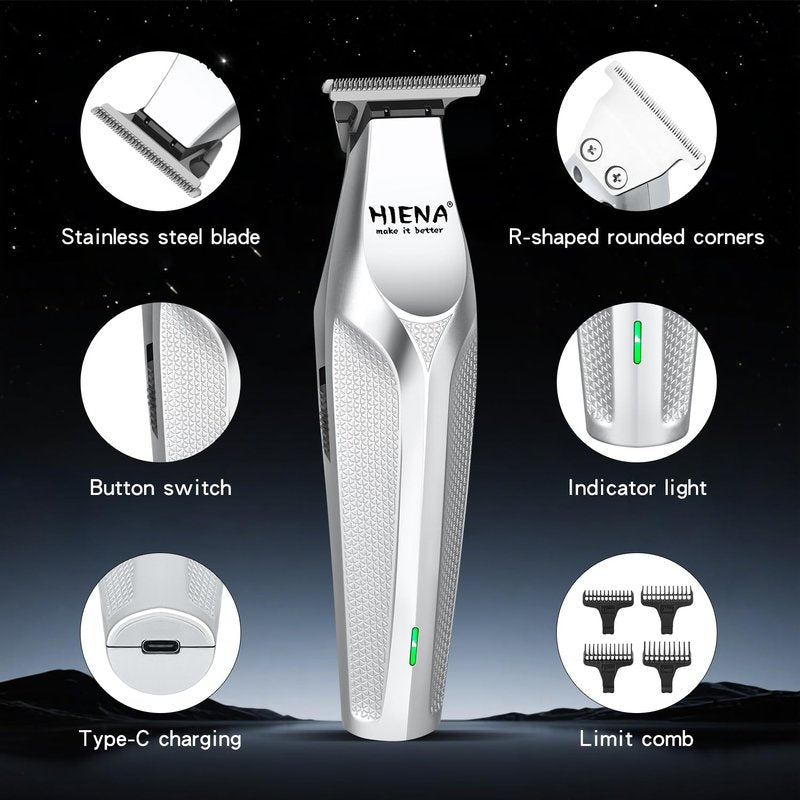 Hair Trimmer for Men, Zero Gapped Cordless Hair Clippers with Precision Blade, Rechargeable Barber Clipper with USB-C Charging