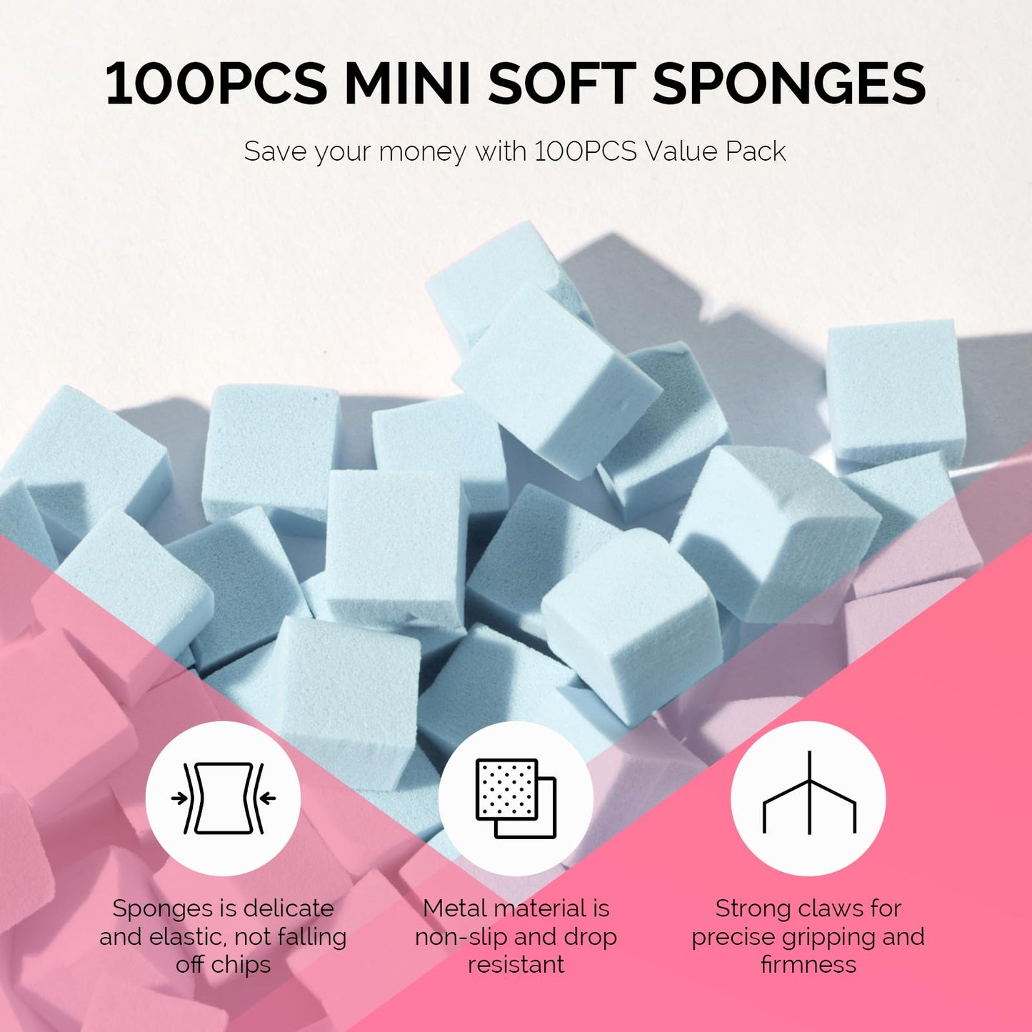 MelodySusie Soft Nail Sponges for Ombre, Nail Art Sponges With Grabbing Pen, Blooming Nails, Gradient Nail, Manicure Nail Art Tools, Professional Accessories Supplies for Home and Salon Use