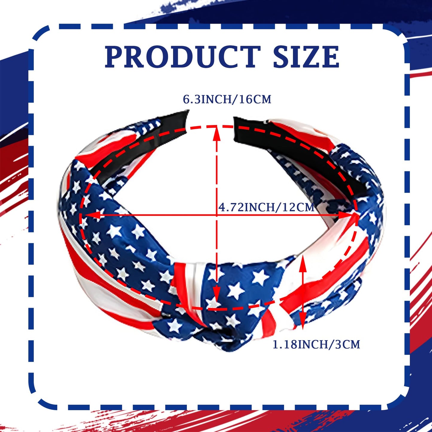 BELSITA 4th of July Headband Patriotic Hair Accessories for Women Girls USA Flag Stars Hair Band Non Slip Wide Knotted Head Band Independence Day Decor Supplies 1 Pcs