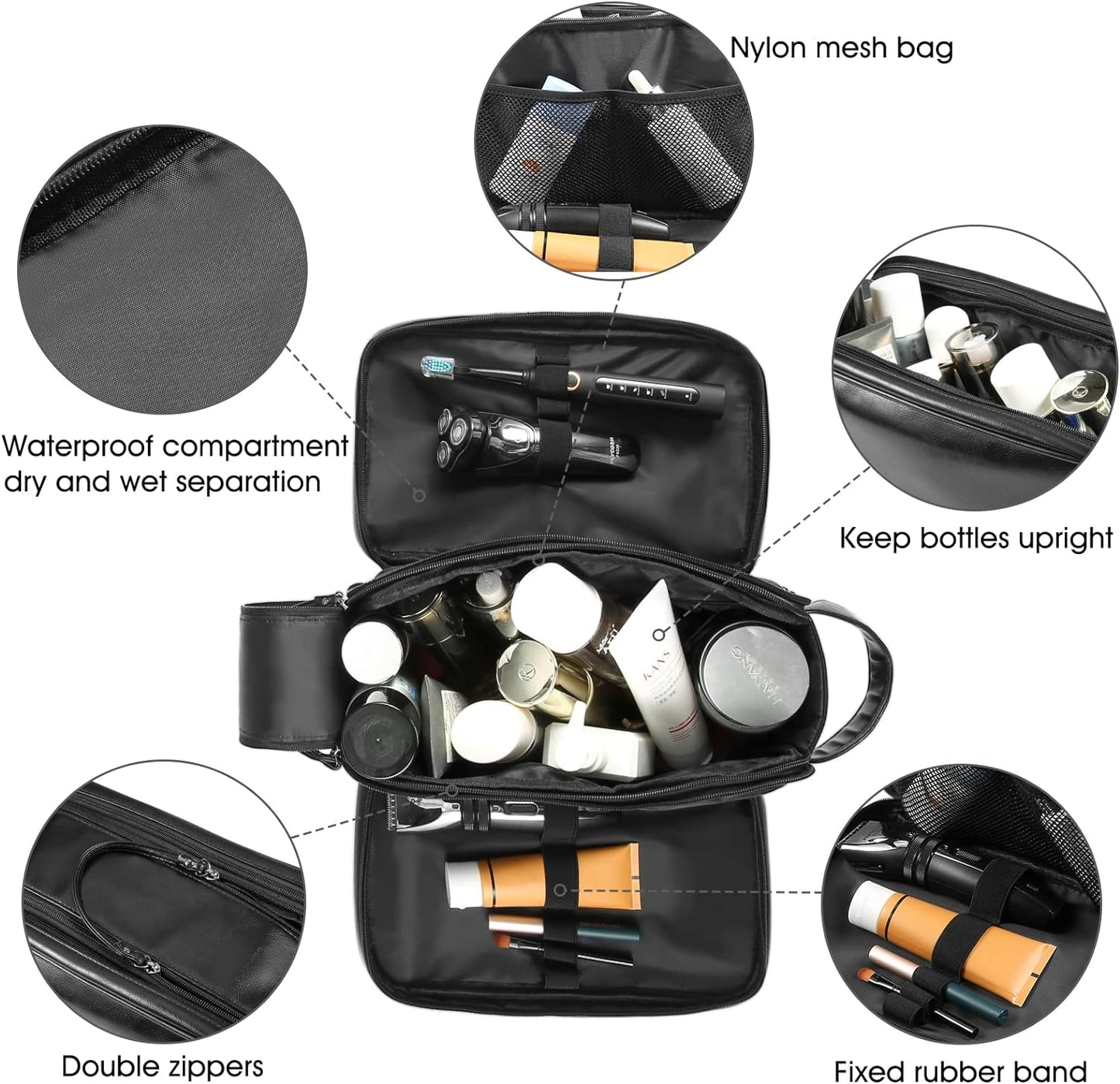 Personalized Leather Travel Toiletry Bag for Men - Large Waterproof Dopp Kit | Ideal Shaving & Cosmetic Organizer