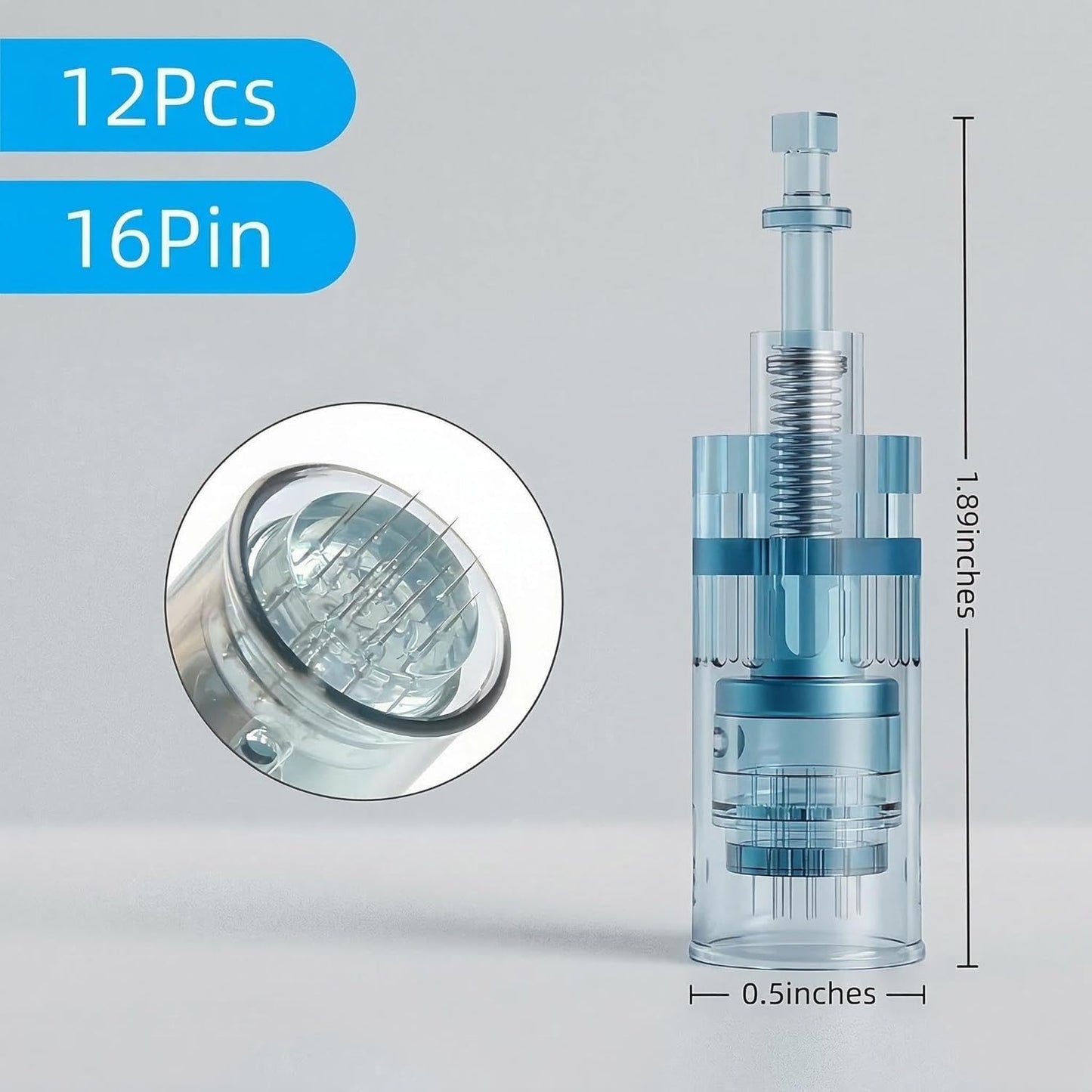 Microneedling Pen Cartridges - 0.25mm 16 Pin for M8 & M7S | Easy Home Use - 12 Pack