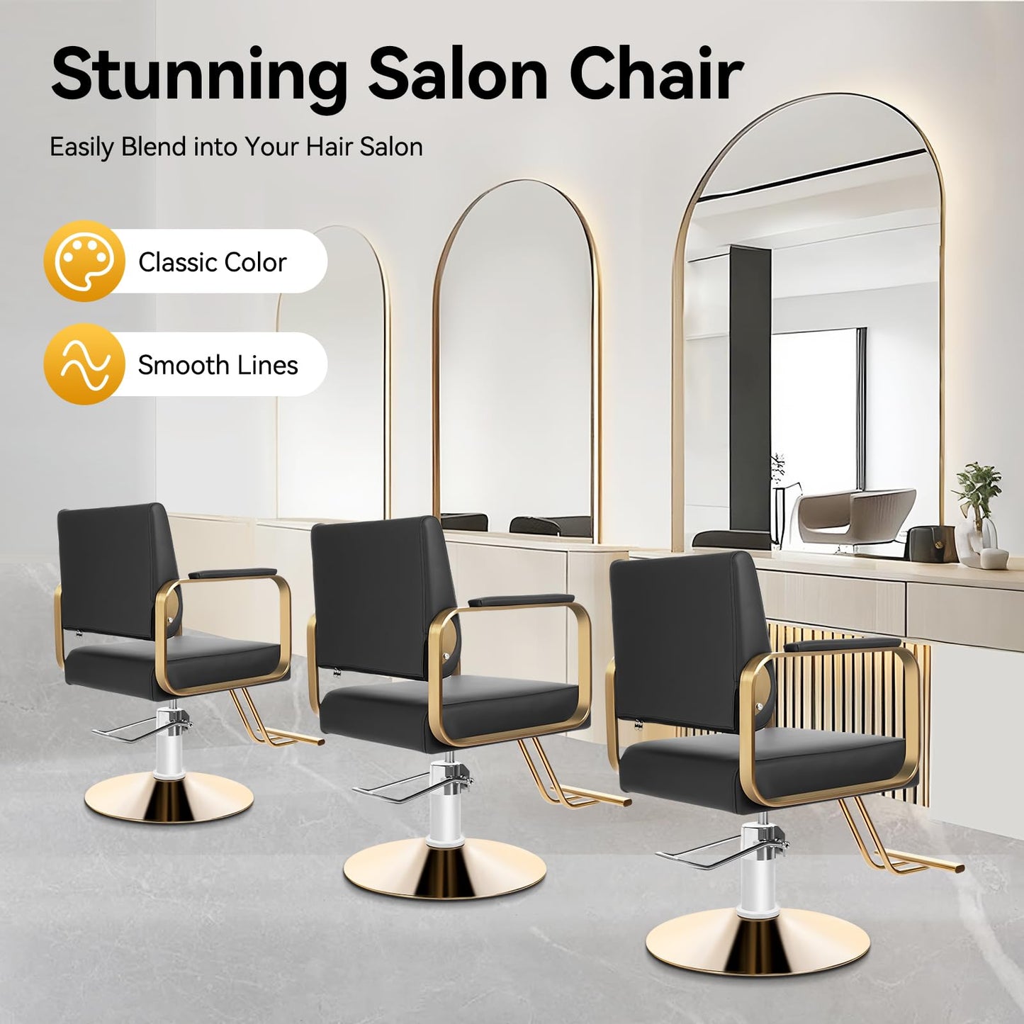 NenoBeo Salon Chairs for Hair Stylist,Modern Freestanding Salon Chair,360° Rotatable & Height Adjustable,440lbs Load Capacity,for Hair Salon,Beauty Salon,Barber Shop (Silver)
