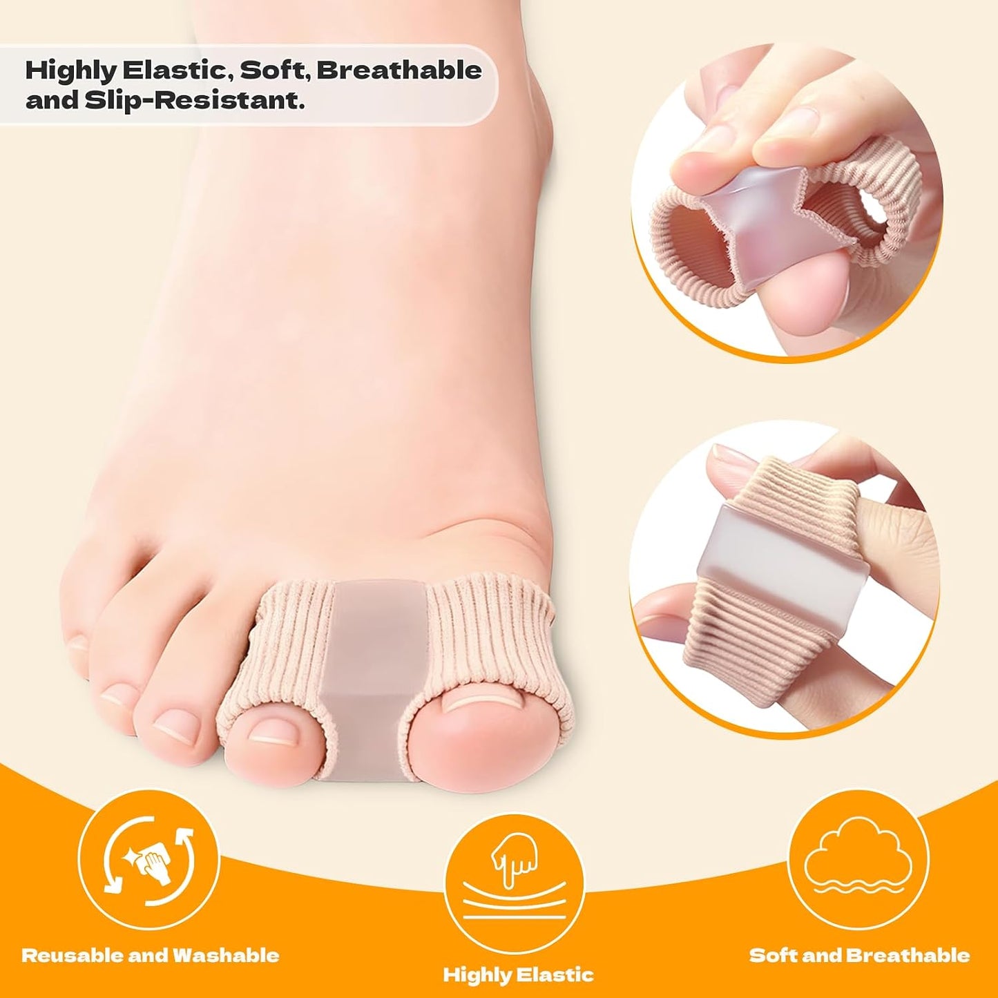 Toe Spacers - 4 PCS Toe Separators for Overlapping Toes | Bunion Corrector & Hammer Toe Straightener