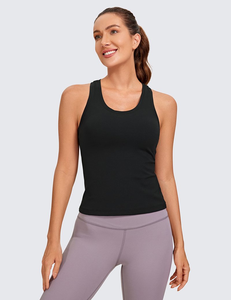 CRZ YOGA Butterluxe Racerback Tank Tops for Women - Yoga Workout Casual Gym Athletic Camisole Tight Sleeveless Shirts Black Small