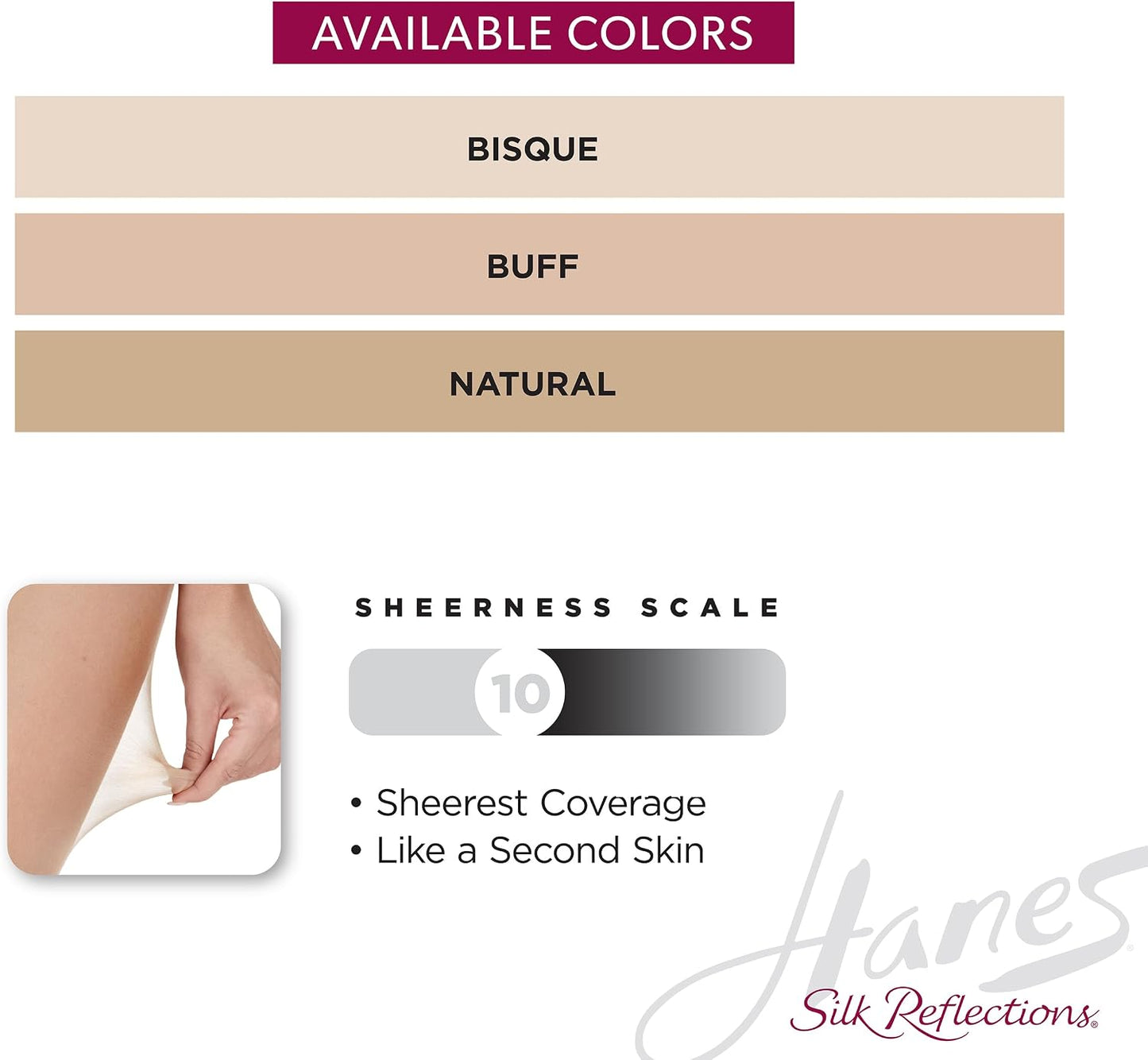 Hanes Women's Control Top Toeless Ultra Sheer Pantyhose - Run-Resist, Comfortable Fit