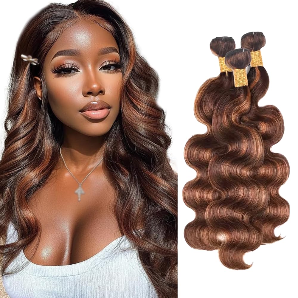 Highlight Bundles Human Hair P430 Body Wave Bundles 28 30 32 inch Brown Body Wave Bundle Color #4 and #30 Human Hair Bundle