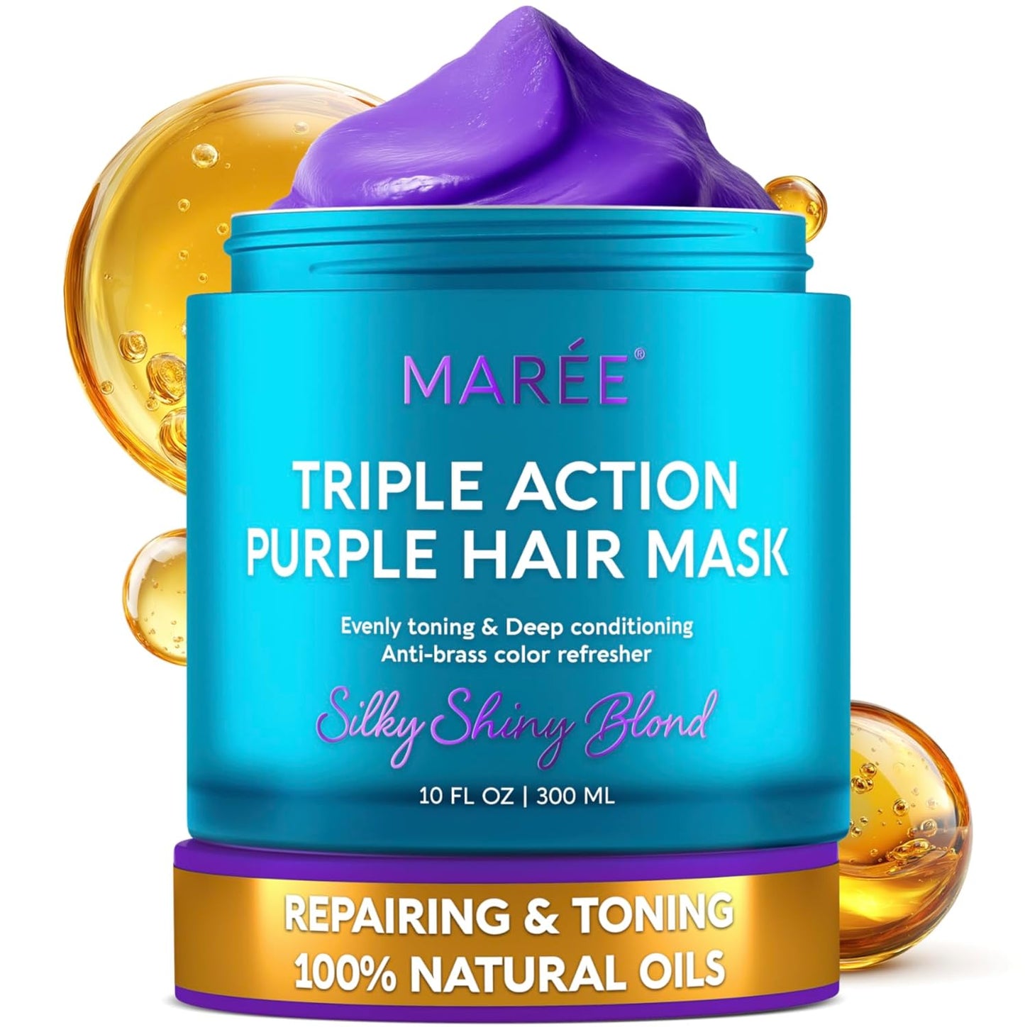 Deep Conditioning Hair Mask for Damaged Hair - Keratin Treatment for Hydration & Repair | 10 Fl Oz, Purple
