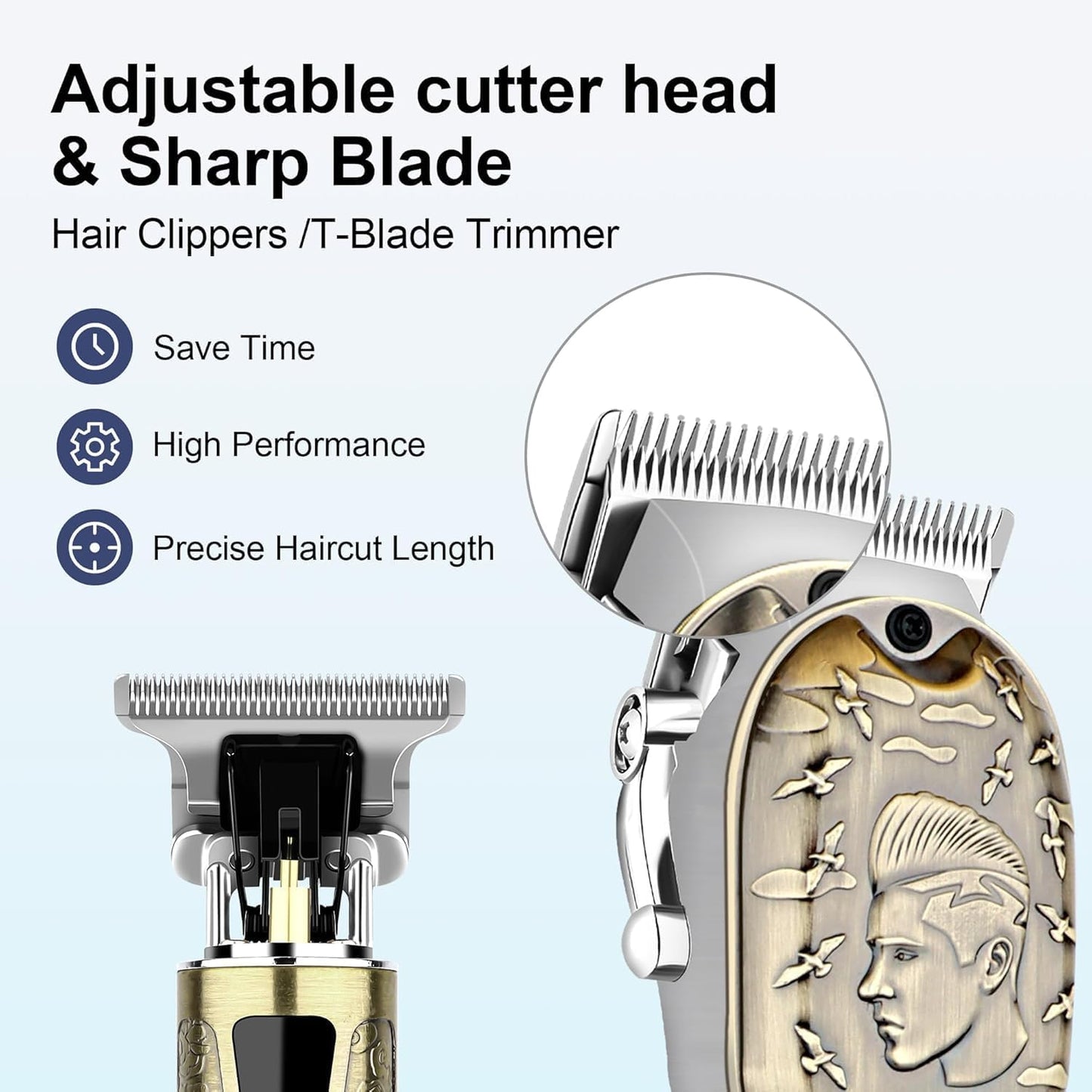 Professional Barber Kit - Cordless Hair Clipper, Trimmer & Shaver Set with LED Display | USB-C Rechargeable, Low Noise, Grooming Gift for Men (Bronze)