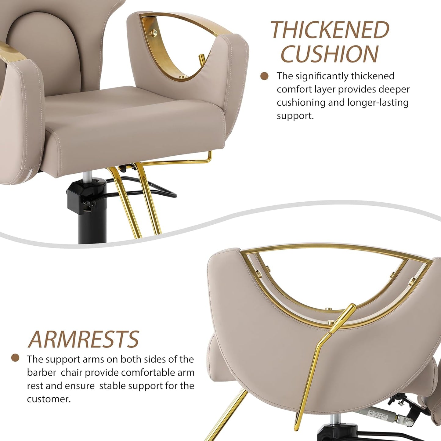 Reclining Barber Chair - Height Adjustable Styling Chair for Hair Salon | 360° Swivel, Grey