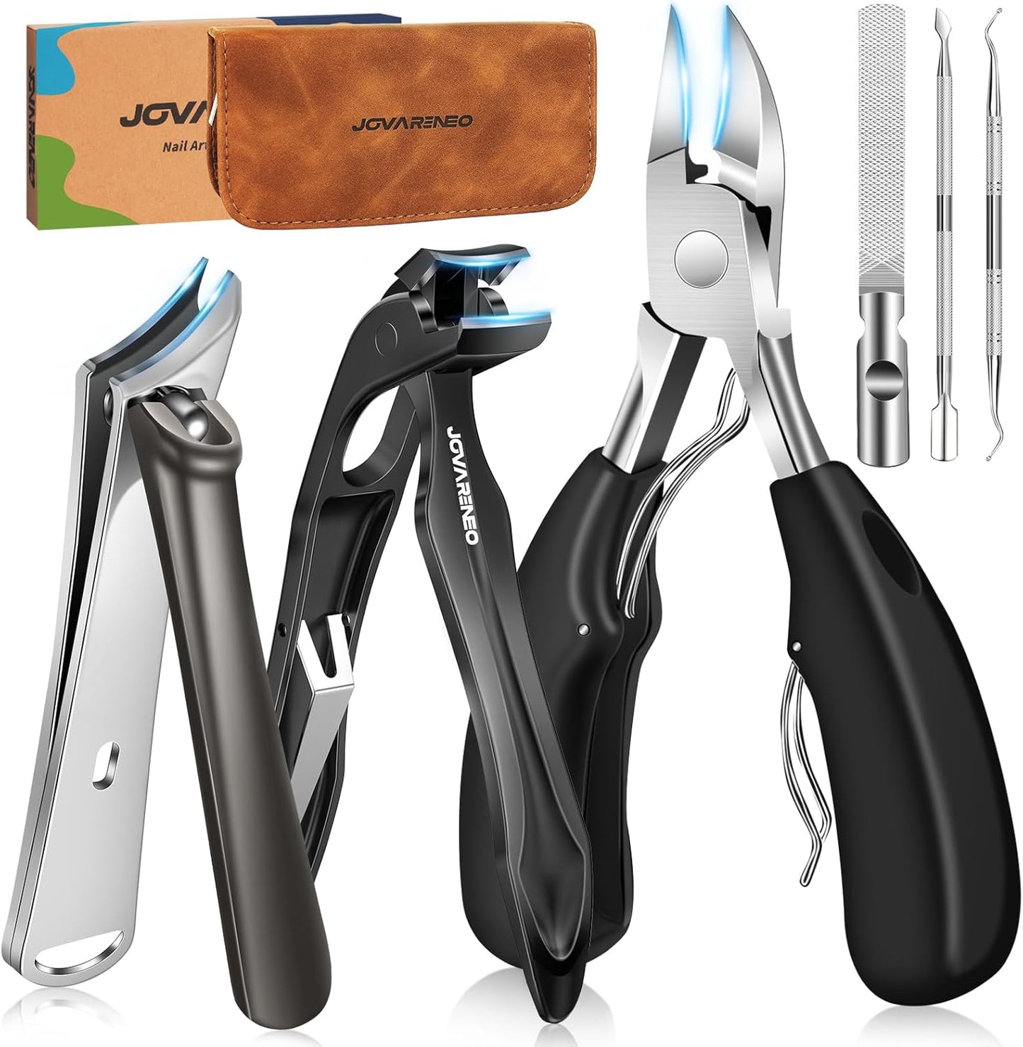 Heavy Duty Nail Clippers for Seniors - Long Handle Ingrown Toenail & Fingernail Clippers | 5-Piece Set for Thick Nails
