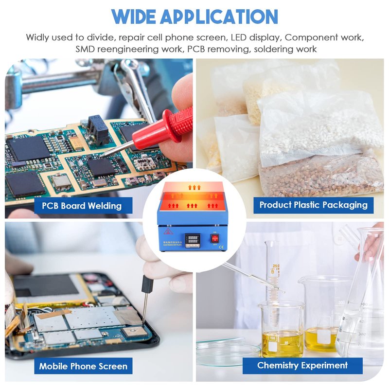Soiiw 110V 850W Soldering Hot Plate LED Microcomputer Electric Preheat Soldering Station Welder Hot Plate Rework Heater Lab 200X200mm Plate