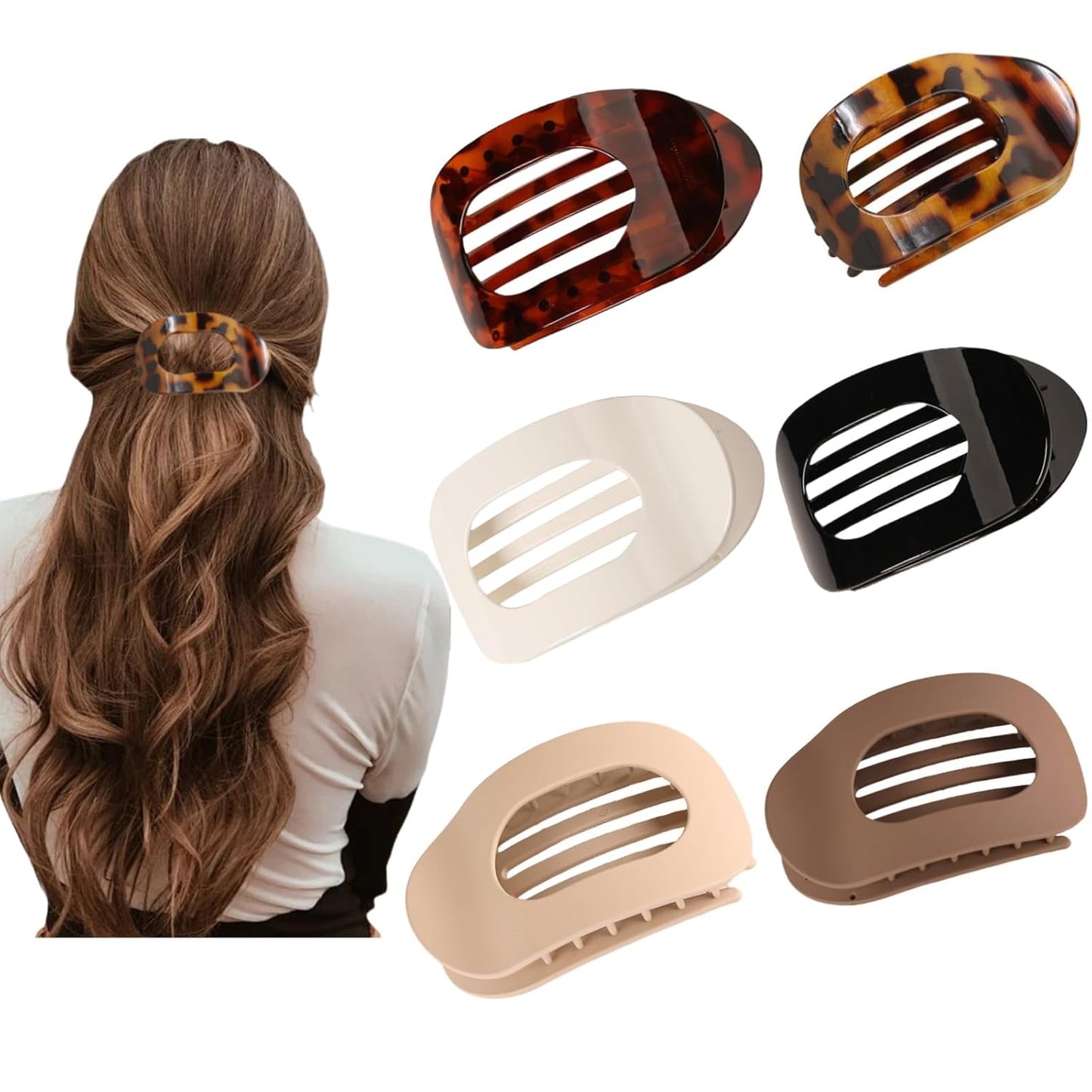 Flat Hair Clips for Women - 6PCS French Design Hair Claws with Secure Hold | No Slip Barrettes for Holiday Gifts