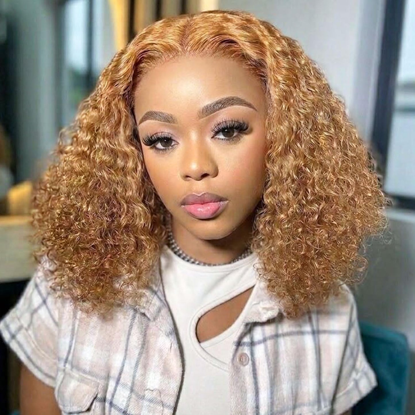 Curly Bob Wig - 200% Density Deep Wave Human Hair | 5x5 HD Lace Closure, 18 Inch, Black for Women