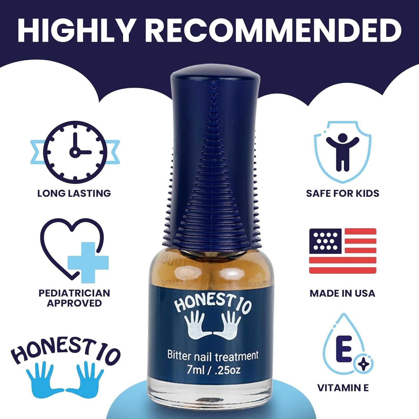 Nail Biting Prevention Polish for Kids & Adults - Safe Bitter Formula, Pediatric Approved | 0.25 oz